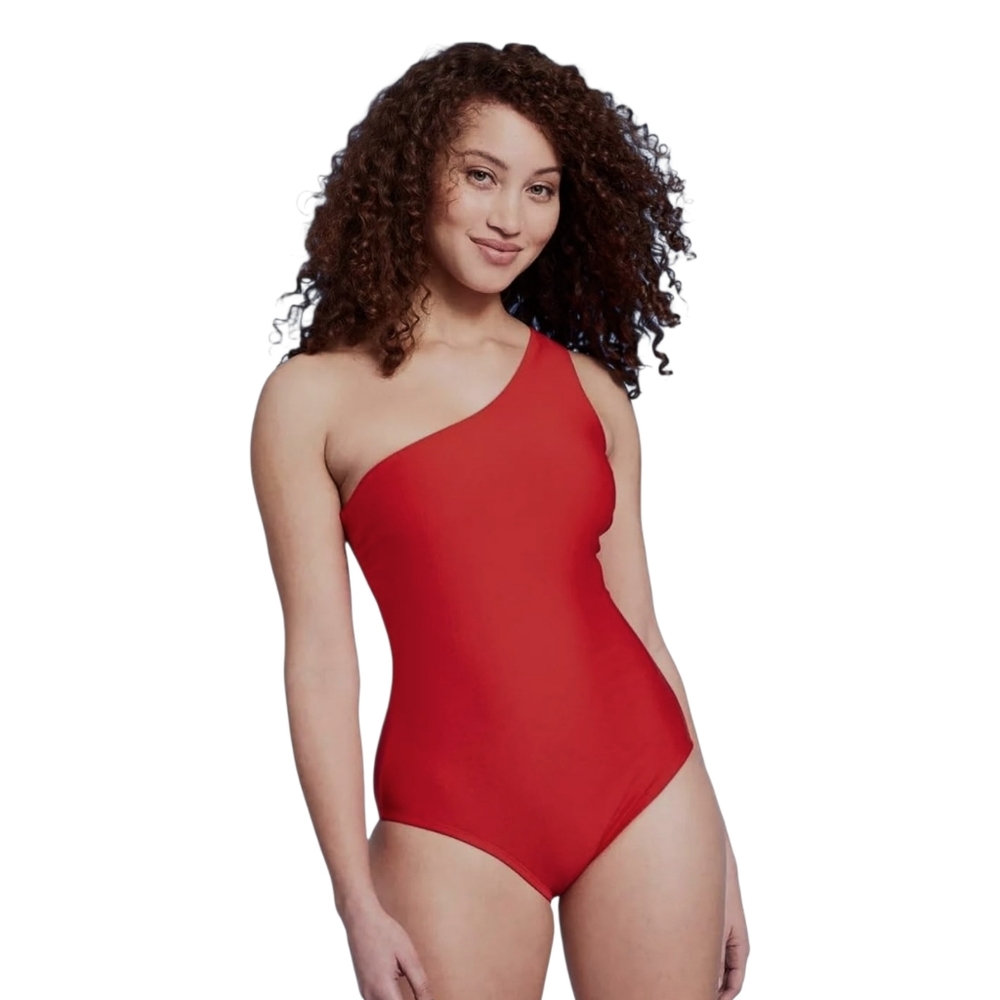 NWT Women's Kona Sol Red Swimsuit M 1-Shoulder Swimwear One Piece Bathing Suit